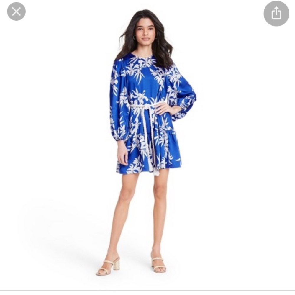 Alexis for Target blue floral dress with rope belt